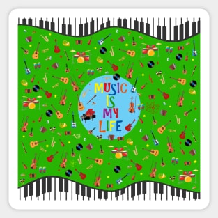 Music is my life (verde) Sticker